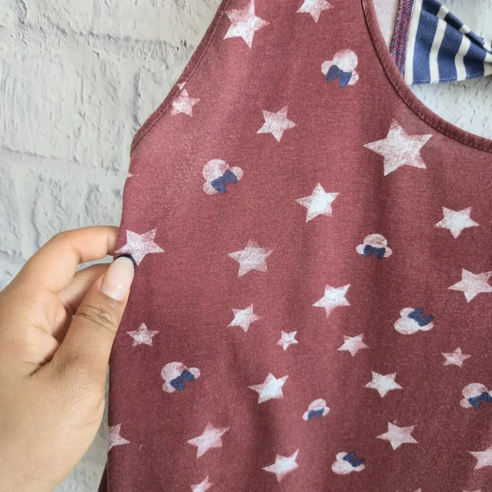 Disney Women's Patriotic American Flag Stars & Stripe Minnie Mouse Tank
